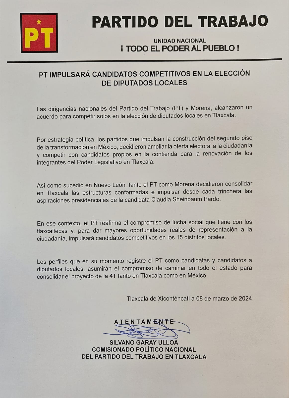 PT y Morena rompen alianza en Tlaxcala; registrarán candidatos propios para diputaciones locales